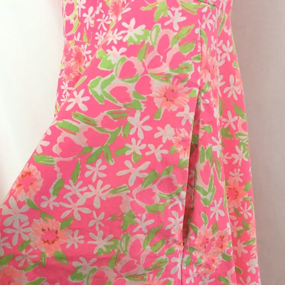 Lilly Pulitzer Dress 2 Freja Fiesta Pink Keyhole Pocket Swing Skirt Retired - Picture 5 of 6